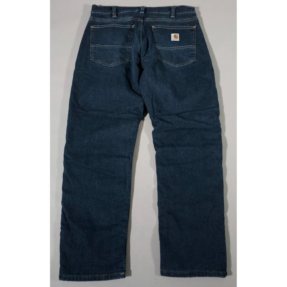 Carhartt Fleece Lined Jeans Mens 33x30 Blue‎ BD4939-M Relaxed Fit Straight Leg
